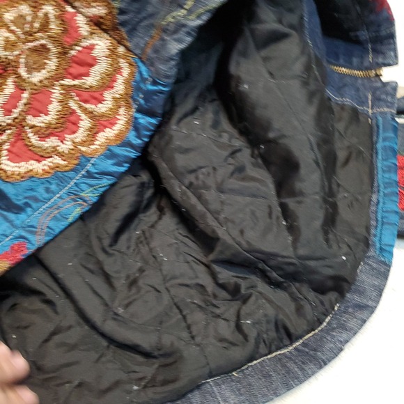 Chicos Denim Embroidery Art to Wear Jacket Women Large Statement Artsy Grandma - Picture 6 of 14